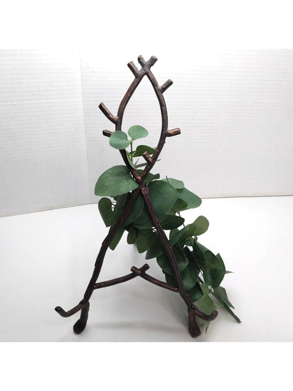 Copper Colored Easel Display Stand Painted Wrought Iron Vintage Rustic Twig